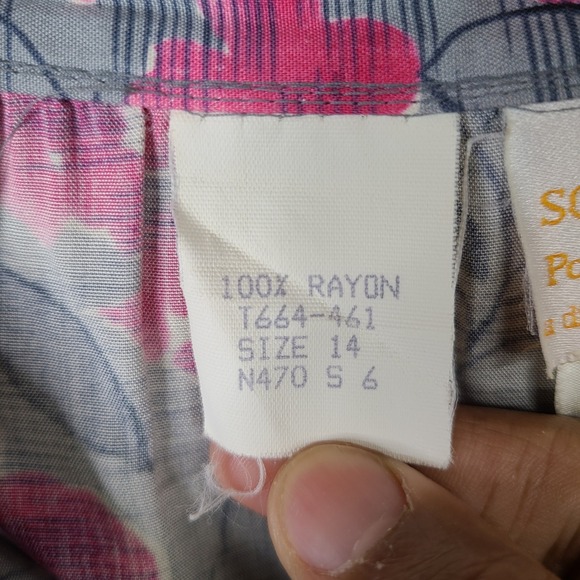 VTG Country Pendleton Sophisticates Skirt 14 Pink Gray Floral Maxi Rayon Pleated - Picture 8 of 9